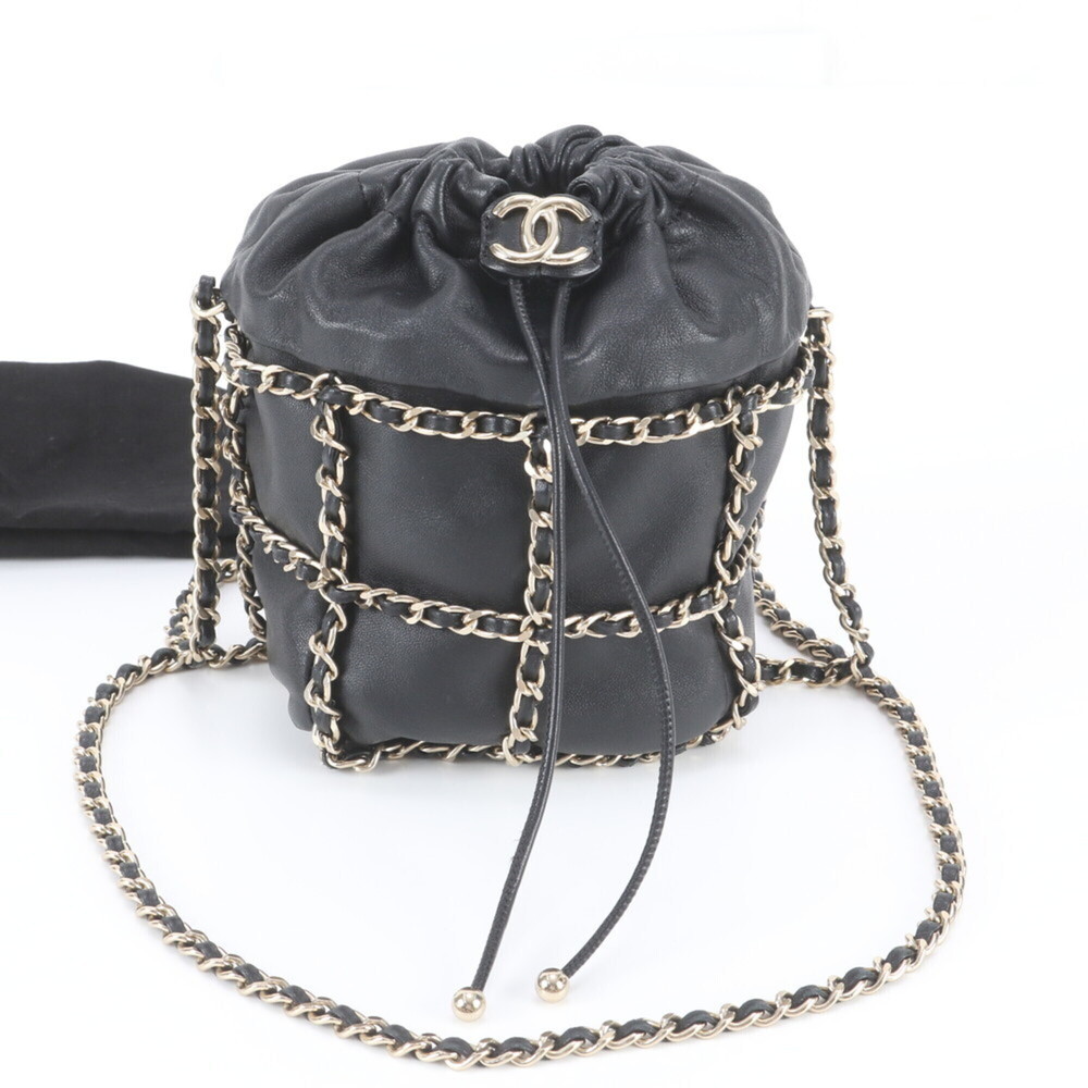 Chanel Lambskin Leather Chain Shoulder Bag Tote with Serial Number Seal for W...